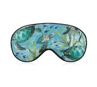 Meeresschildkröten-blaue Schlafmaske, lichtblockierende Augenmaske, bequem und weich, Augenabdeckung mit Gummiband, geeignet für Männer und Frauen, geeignet für Reisen/Schlafen