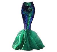 Meerjungfrau Rock Damen Pailletten Rock Meerjungfrauen Schwanz Kostüm Mädchen Tüllrock Fischschwanz Glitzer Maxirock für Karneval Abendkleid Prinzessin Cosplay Party Kleid
