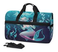 Meerjungfrau Schönheit Sporttasche Badetasche mit Schuhfach Reisetaschen Handtasche für Reisen Frauen Mädchen Männer