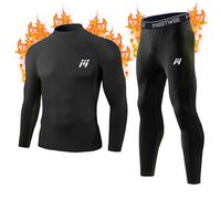 MeetHoo Thermounterwäsche Herren, Funktionsunterwäsche mit Rollkragen Skiunterwäsche Winter Thermowäsche Set Atmungsaktiv Thermo Unterwäsche Warm Thermounterhemd & Thermohosen für Männer