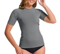 MEETWEE Damen Surf Rash Guard Sonnenschutz Badeanzug UV-Schutz Shirt UPF 50+ Kurzarm Badeoberteil Schnell trocknendes Schwimm-Sonnenschutzshirt für Wassersport.