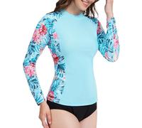 MEETWEE kurz & Langarm Damen Surf Rash Guard Sonnenschutz Badeanzug UV-Schutz Shirt UPF 50+ Kurzarm Badeoberteil Schnell trocknendes Schwimm-Sonnenschutzshirt für Wassersport