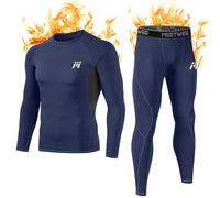 MEETWEE Thermounterwäsche Funktionsunterwäsche Herren, Skiunterwäsche Winter Suit Atmungsaktiv Lange Thermo Unterwäsche Set Thermowäsche Unterhemd + Unterhose-Blau-M