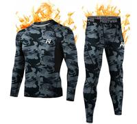MEETWEE Thermounterwäsche Funktionsunterwäsche Herren, Skiunterwäsche Winter Suit Atmungsaktiv Lange Thermo Unterwäsche Set Thermowäsche Unterhemd + Unterhose (Tarnung schwarz, M)