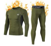 MEETWEE Thermounterwäsche Funktionsunterwäsche Herren, Skiunterwäsche Winter Suit Atmungsaktiv Lange Thermo Unterwäsche Set Thermowäsche Unterhemd + Unterhose-Grün-M