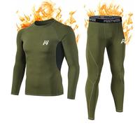 MEETWEE Thermounterwäsche Funktionsunterwäsche Herren, Skiunterwäsche Winter Suit Atmungsaktiv Lange Thermo Unterwäsche Set Thermowäsche Unterhemd + Unterhose-Grün-L