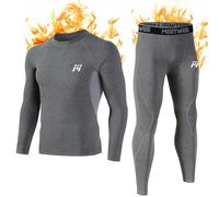 MEETWEE Thermounterwäsche Funktionsunterwäsche Herren, Skiunterwäsche Winter Suit Atmungsaktiv Lange Thermo Unterwäsche Set Thermowäsche Unterhemd + Unterhose-Grau-M