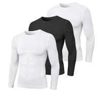 MEETYOO Shapewear Kompressionsshirt Herren Langarm Body Shaper Sportshirt Tight Unterwäsche Unterhemd Funktionsshirt Atmungsaktiv Fitness Bodybuilding Männer Top