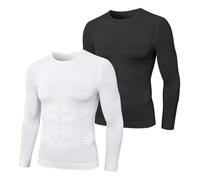 MEETYOO Shapewear Kompressionsshirt Herren Langarm Body Shaper Sportshirt Tight Unterwäsche Unterhemd Funktionsshirt Atmungsaktiv Fitness Bodybuilding Männer Top