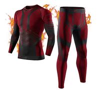 MEETYOO Thermounterwäsche Set Herren, Innenfleece Lange Funktionsunterwäsche Atmungsaktiv Winter Skiunterwäsche Sport Kompressionsanzug für Workout Skifahren Laufen Radsport Wandern