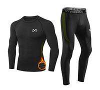 MEETYOO Thermounterwäsche Set Herren, Lange Funktionswäsche Atmungsaktiv Unterwäsche Sport Kompressionsanzug für Workout Skifahren Laufen Wandern (Schwarz, S)