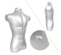 MeevrgR Aufblasbare männliche Torso-Mannequin 72 cm PVC Silber für Kleidung & Schmuck Display, tragbare Büste für Einzelhandel Shows & Reisen