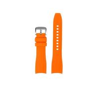 Mefloar 22mm gebogenes Silikon-Uhrenarmband, passend for Mido New Multifort TV M049.526, Armband mit Faltschließe, Herrenarmband(Orange silver pin buckle)
