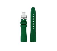 Mefloar 22mm gebogenes Silikon-Uhrenarmband, passend for Mido New Multifort TV M049.526, Armband mit Faltschließe, Herrenarmband(Green silver Folding)
