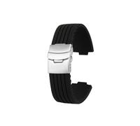 Mefloar 24-12mm 22-11mm Silikon-Armband, passend for ORIS AQUIS 7730 7740 Taucheruhrenarmband, wasserdichtes Gummi-Stahl-Faltschließe-Armband(Black-steel,22-11mm convex)