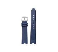 Mefloar Passend for Versace Uhr SCI080016 SCI070016 Damen V-förmiges gekerbtes dünnes Lederband 18mm(Dark Blue-Silver)