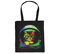 Mega Coole Tragetasche für Katzenbesitzer Stofftasche Space Kitten Katze Cat Geschenkidee Geschenk Baumwolltasche Katzenfreunde