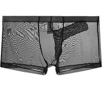 MEGAHERZ Ultra DüNne Boxershorts FüR Herren MäNner Elefantennase UnterwäSche Ausbuchtung Unterhosen Netz Mesh HöSchen Durchsichtige Erotisch WäSche Party Clubwear (Schwarz,3XL)