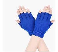 MEGAHERZ Unisex Halbfinger Handschuhe Fingerlose Handschuhe Halber Finger Fäustlinge Winter Einfarbig Gestrickte Typing Handschuhe für Jungen und Mädchen (blau)