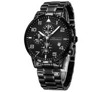 MEGALITH Armbanduhr Herren Chronograph Sport: Analog Quarz Schwarz Edelstahl - Militär Datum Wasserdicht Uhren für Männer