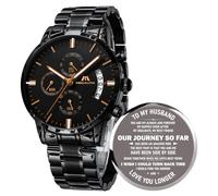 MEGALITH Armbanduhr Herren für Ehemann Chronograph: Schwarz Uhren Herren Edelstahl mit Datum - Personalisierte Herrenuhr Geschenk zum Geburtstag Jahrestag Valentinstag