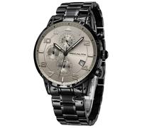 MEGALITH Armbanduhr Herren Sport Chronograph: Analog Quarz Schwarz Edelstahl - Militär Wasserdicht Datum Uhren für Männer