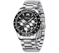 MEGALITH Armbanduhren Herren Chronograph Analog Quarzuhr Silber Groß Wasserdicht Herrenuhr Edelstahl Uhr Männer Geschenk (Schwarz)