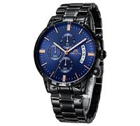 MEGALITH Herrenuhr 45mm Chronograph Quarz Uhr mit Edelstahl Armband, Schwarz Uhren Herren Militär Wasserdicht Herren Armbanduhr Datum Leuchtend, Business Geschenk für Männer