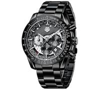 MEGALITH Uhren Herren Chronograph Armbanduhr: Kleid Herren Uhr Analog Groß Ziffernblatt Schwarz - Edelstahl Männer Uhr Wasserdicht Quarz mit Kalender Business
