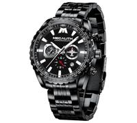 MEGALITH Uhren Herren Edelstahl Chronograph: Schwarz Armbanduhr Herren Große mit Datum - Wasserdicht Quarz Uhr fur Männer Designer