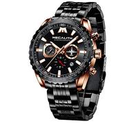 MEGALITH Uhren Herren Edelstahl Chronograph: Schwarz Armbanduhr Herren Große mit Datum - Wasserdicht Quarz Uhr fur Männer Designer Mode