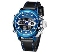 MEGALITH Uhren-Herren Militär Digitaluhr Sportlich - Armbanduhr Herren 45mm Groß Zifferblatt Wasserdicht LED Uhren fur Männer Schwarz Leder Stoppuhr Wecker Kalender