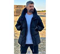 Megaman Jeans HJ-8050 Herren Oversize Jacke Winterjacke Steppjacke Sportjacke Kapuze Premium XL Schwarz