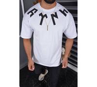 Megaman Oversize Herren T-Shirt Basic Shirt Tee Longshirt Premium Qualität Kurzarm Fashion TS-8900 L Weiß