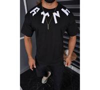 Megaman Oversize Herren T-Shirt Basic Shirt Tee Longshirt Premium Qualität Kurzarm Fashion TS-8900 M Schwarz