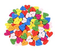 MEGAUK 200 Stück Große Holzknöpfe Kinder Knöpfe zum Basteln Holzknopf zum Selberaufnähen Bastelknöpfe Kinderknöpfe Nähen Knöpfe Handmade Knöpfe für Kinderkleidung Handwerk Basteln, Herz 1.5 * 1.5cm