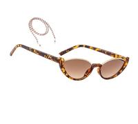 MEGAVOW Halbrahmen Katzenauge Sonnenbrille, Brillenband, Vintage Sonnenbrille für Damen und Herren, Retro Katzenaugen Sunglasses, Modische Shades, Stylische Cat Eye Sonnenbrilles