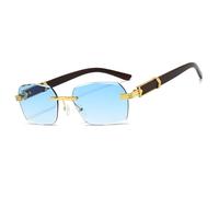 MEGAVOW Unregelmäßige Sonnenbrille, Randlose Vintage Brille, Brillenband, Diamantschliff Gläsern, Einzigartige Persönlichkeit Sonnenbrille, Trendig, Rahmenlos, UV-Schutz