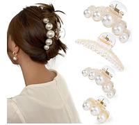Mehayi 4 Stück große Perlen-Haarklammern für Frauen und Mädchen, Haarspange für dickes, dünnes Haar, modisches Haar-Zubehör, Kopfbedeckung, Styling-Werkzeuge für Party, Hochzeit