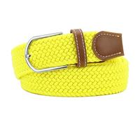 Mehrfarbiger elastischer gewebter Gürtel, leger, geflochtener Stretch-Gürtel für Damen und Herren. - Gelb - (Taille 81/89 cm)