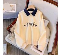 Mehrfarbiger Langarm-Kapuzenpullover mit Buchstaben-Druck, lockere Passform, Baumwollmischung, Pullover für den täglichen Gebrauch, Streetwear, Aprikosenblau, Kaffeefarben, erhältlich in M bis XL