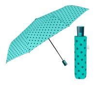 Mehrfarbiger Regenschirm Automatik für Frauen mit Punkten - Taschenschirm Taschenregenschirm Kompakt Mini Leicht Winddicht - Regen Schirm Klein Reisen - Durchmesser 96 cm (Hellblau mit Punkten)