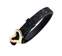 Mehrfarbiger, vielseitiger Damen-Gürtel aus Polyurethan, verziert mit Pailletten, herzförmige Schnallen, Gürtel für Damen, Schwarz, One Size