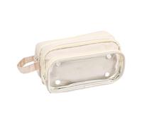 Mehrschichtiges Federmäppchen, große Kapazität Tasche mit Griff, abnehmbare Organizer-Tasche, Schulbedarf für Schüler, Farbe cremefarben