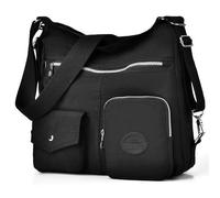 Mehrzweck Hobo börse für Frauen mit Anti-Diebstahl-RFID, wasserdichte Nylon Crossbody Tasche Schultertasche Handtasche wandelbarer Rucksack, Schwarz (schwarz), Large