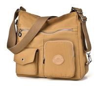 Mehrzweck Hobo börse für Frauen mit Anti-Diebstahl-RFID, wasserdichte Nylon Crossbody Tasche Schultertasche Handtasche wandelbarer Rucksack, Beige (beige), Large