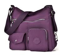 Mehrzweck Hobo börse für Frauen mit Anti-Diebstahl-RFID, wasserdichte Nylon Crossbody Tasche Schultertasche Handtasche wandelbarer Rucksack, Violett (violett), Large