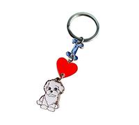 MeiAOBest Hunde-Schlüsselanhänger, "I Love Dog", Metall, Haustier-ID-Tags, Schlüsselanhänger, Schlüsselanhänger, Hunde-Liebhaber, Schlüsselanhänger, Geschenk, Bichon Frisé