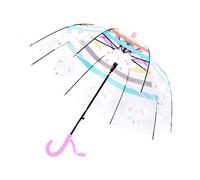 Meichoon Kinder gewölbter Regenschirm Langer Griff Push-Pull Offene Regenbogenstreifen Niedliche Wolken Easy Grip Griff Faserrahmen geeignet für Jungen und Mädchen im Alter von 3-10