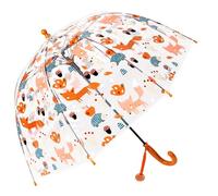 Meichoon Kinder klarer Bubble-Regenschirm süßer Cartoon-Tier-Regenschirm mit Fiberglasrahmen 8 Streben mit Kuppel-Haube und leichtem Wind- und Regenschutz langer Griff für Kinder 3-8 Jahren Braun